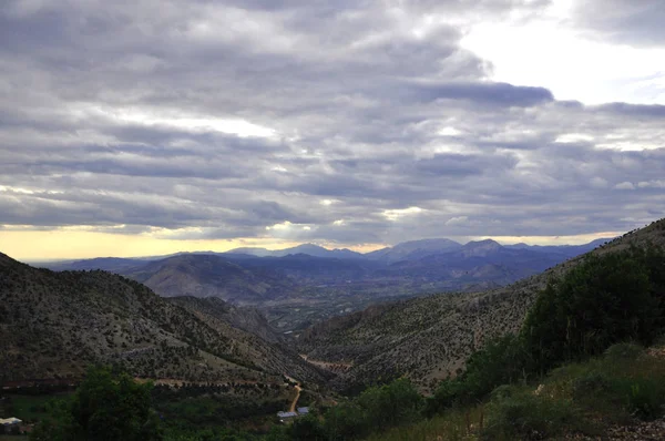 Vista Sulle Montagne Nemrut Crepuscolo Ubicazione Anatolia Sud Orientale Adiyaman — Foto Stock
