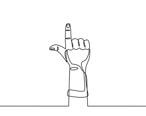 Mão Mostra Apontando Para Cima Desenho Contínuo Uma Linha Vetor — Vetor de Stock