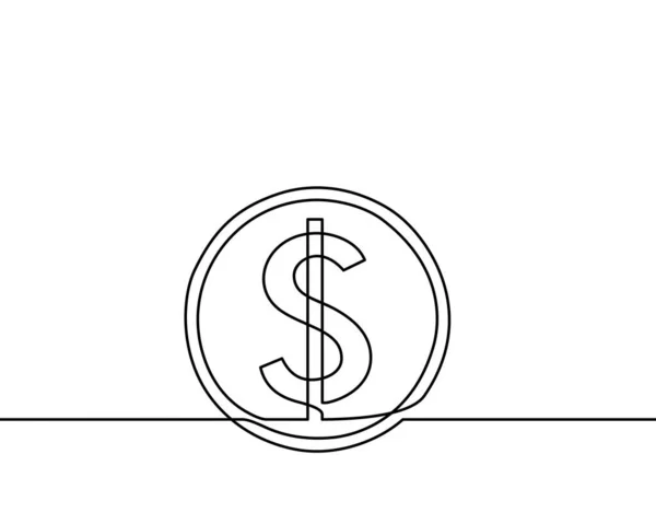 Continuous Line Drawing Dollar Currency Isolated Vector Object Dollar Sign — Stock Vector