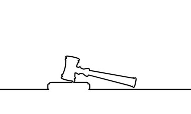 Siyah beyaz arka planda çekiç yargıcının durmaksızın çizdiği çizgi. - Vektör