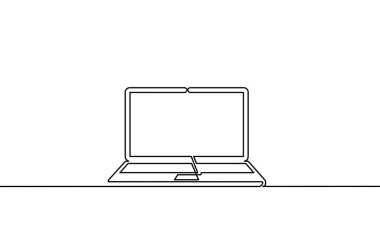 Bilgisayar kullanan birinin sürekli çizimi - Vektör