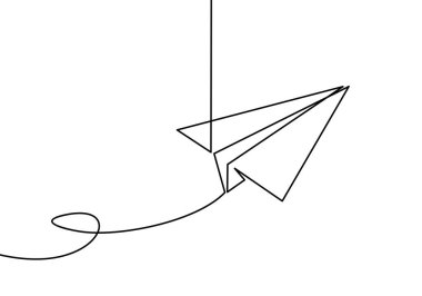 Kağıt vektör çiziminin sürekli çizimi. Vektör çizimi. Pankart, poster, ağ ve şablon için vektör çizimi. Kağıt simgesinin siyah ince çizgi görüntüsü - Vektör