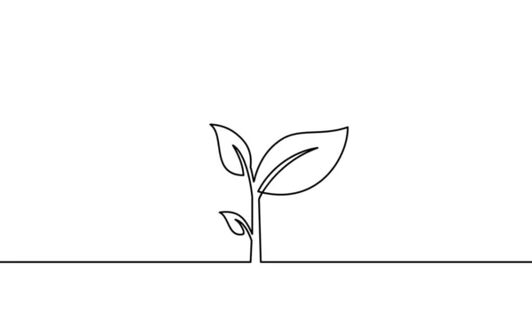 Dessin Ligne Continue Plante Arbre Fleur Peut Être Pour Les — Image vectorielle