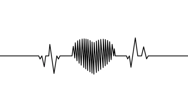 Continuous Line Drawing Heart Rate Heart Heartbeat Black White Background — Stock Vector