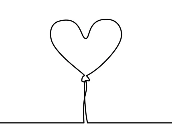 心脏气球矢量的连续直线绘图 — 图库矢量图片