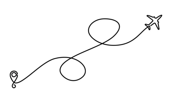 飞机航线矢量图标的连续直线绘制及其起点线和破折线跟踪 矢量图解 — 图库矢量图片