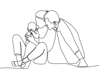 Mutlu aile baba, anne ve bir çocuğun oynadığı çizgiler. vektör