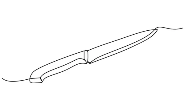 Dibujo continuo de una línea. Tenedor, cucharas, platos de cuchillo y todos los utensilios de cocina y comida, se pueden utilizar para logotipos de restaurantes, pasteles, tarjetas de visita, pancartas y otros — Archivo Imágenes Vectoriales