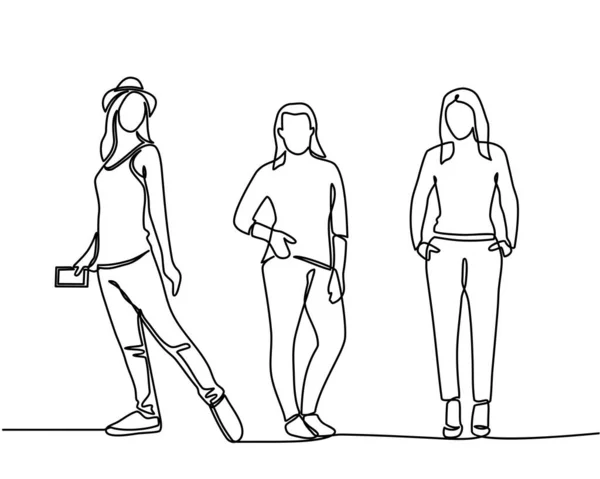 Continuous line drawing of Group of people. Stock Illustration