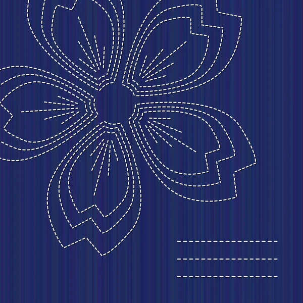 Sashiko Banner Med Blommande Sakura Blomma Och Kopiera Utrymme Textram — Stock vektor