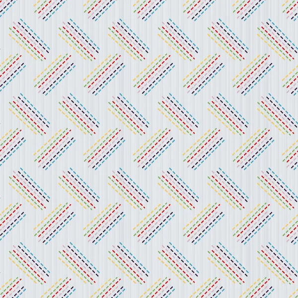 Gekantelde Sashiko Patroon Abstracte Naadloze Patronen Kleurrijke Steken Witte Achtergrond — Stockvector