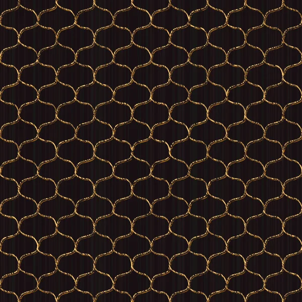 基于日本 Sashiko 的无缝模式 风格的装饰品划伤纹理 倾斜的金色主题 黑色背景 网页背景或图案填充的抽象几何背景 — 图库矢量图片