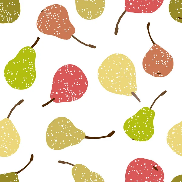 Pears. Fruit harvest texture. Seamless pattern. — Stock Vector