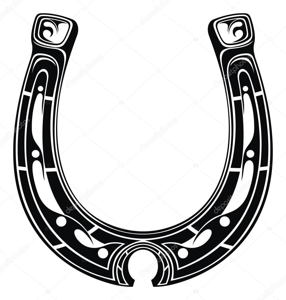 Horseshoe symbol or label. Good luck