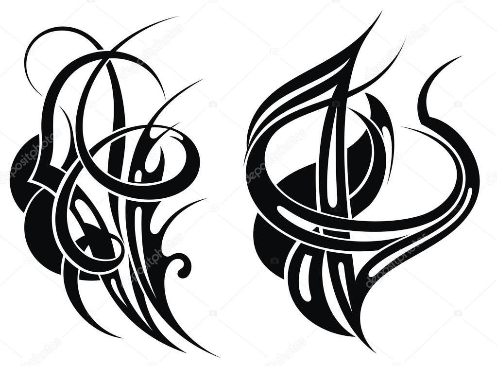 Tribal tattoo elements on white background