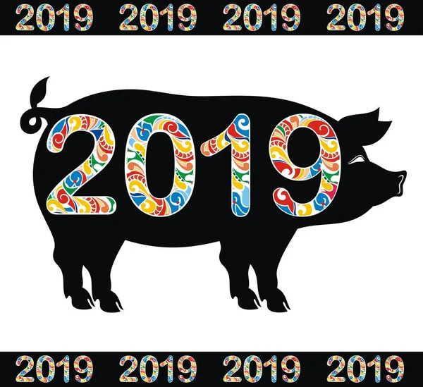 Çin yeni yılı 2019 - domuz kart tasarımı, yılı domuz Zodiac Çin kültürü beş element sistemdeki anlamı var 