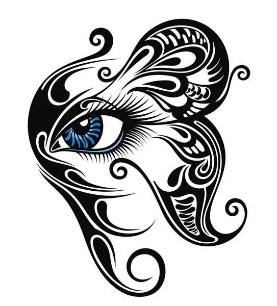 Μακιγιάζ Των Ματιών Πεταλούδα Μάτι Τατουάζ — Διανυσματικό Αρχείο