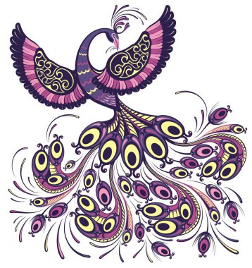 Dekoratif tavus kuşu. Vektör arka plan