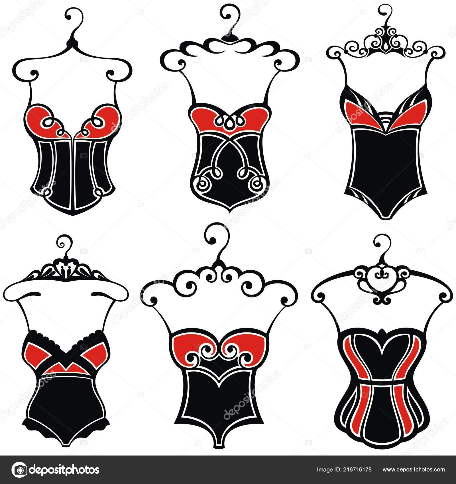 Lingerie Simbolos Sutia Mulher Espartilho Estilo Laco Vetor De Stock C Ksyshakiss 216716178