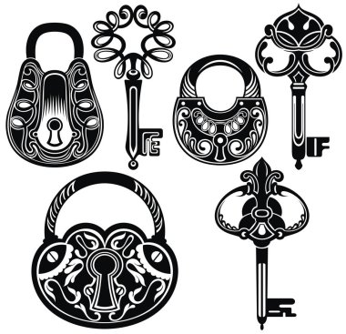 Vintage anahtar ve kilitleri.