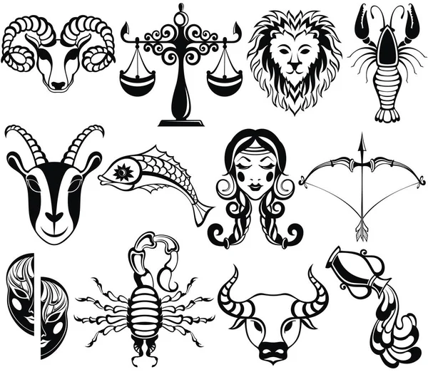 Icônes Zodiaque Caricature Signes Zodiaque — Image vectorielle