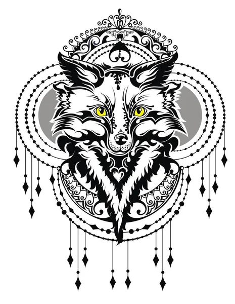 Fox Tattoo Tattoo Portrait Wild Fox — Stock Vector