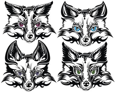 Fox ayarlayın. Hayvan beyaz 