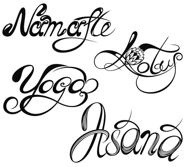 Namaste Lotus Yoga Asana Uitnodiging Wenskaarten — Stockvector