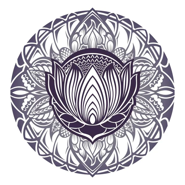 Mehndi Lotusbloem Met Florale Frame — Stockvector
