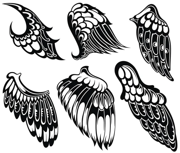装飾的な羽のアイコン コレクション — ストックベクタ