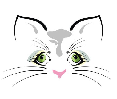 Sevimli kedi yüz beyaz arka plan üzerinde