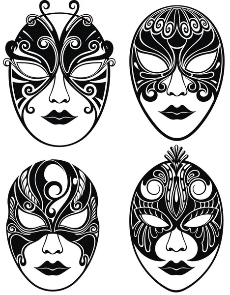 Mooie Masker Voor Mardi Gras Set Vrouw Maskers — Stockvector