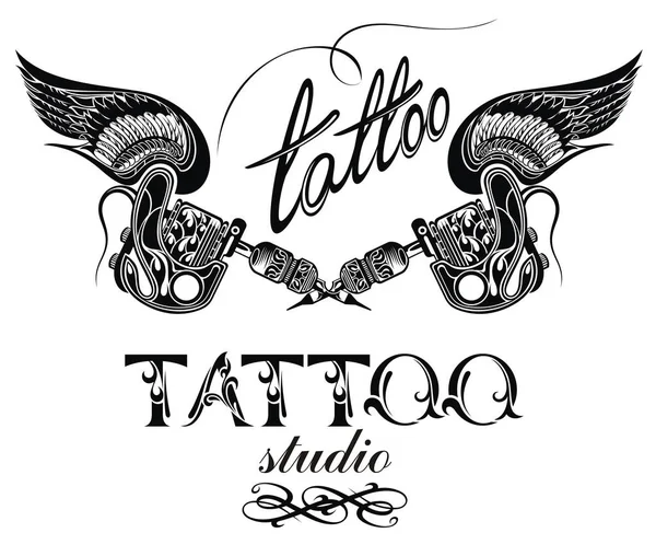 Máquina Tatuaje Estudio Tatuajes Banners Para Salón Belleza — Vector de stock