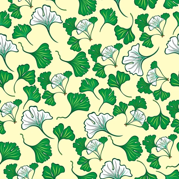 Seamless Floral Pattern Ginkgo Leaves Ginkgo Biloba — Stock Vector