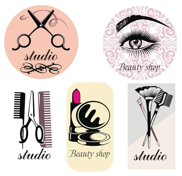 Coleção Loja Beleza Com Maquiagem —  Vetores de Stock