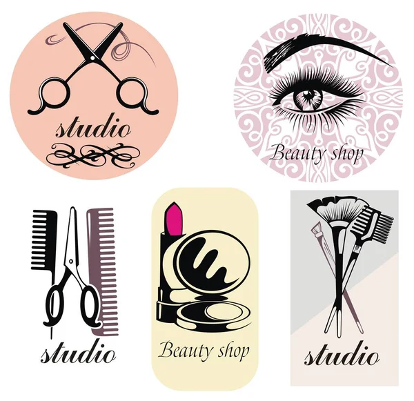 Colección Salón Belleza Con Maquillaje — Vector de stock