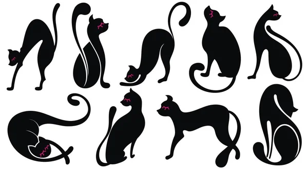 Lindos Iconos Dibujos Animados Cat Vector — Archivo Imágenes Vectoriales