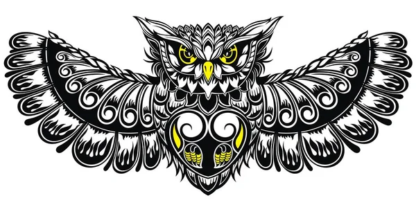 Illustration Hibou Dans Style Tribal Pour Affiche Impression Carte Bannière — Image vectorielle