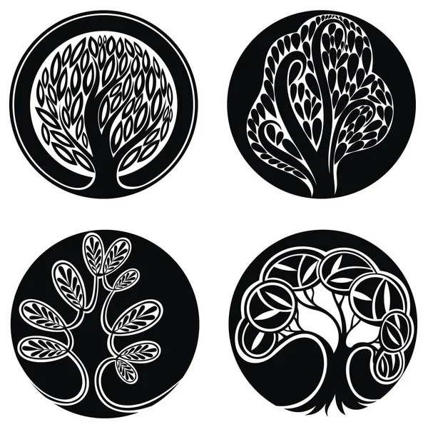 Vektör Ağaçlar Logo Tasarım Öğeleri Kümesi — Stok Vektör