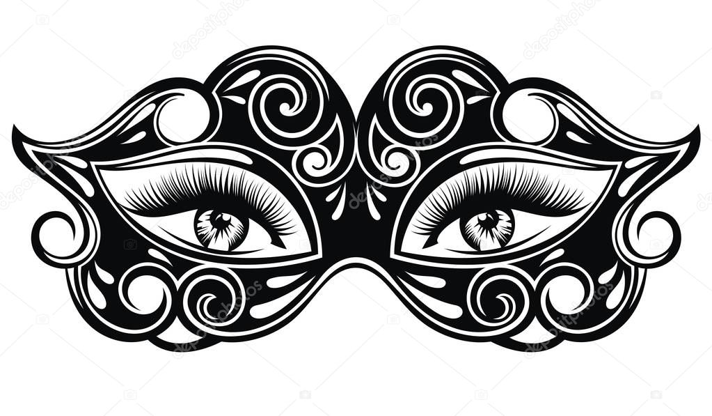 Elegant carnival mask with beautiful sexy woman eyes