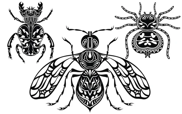 Εντόμων Εικονογράφηση Τατουάζ Έντομα Αράχνη — Διανυσματικό Αρχείο
