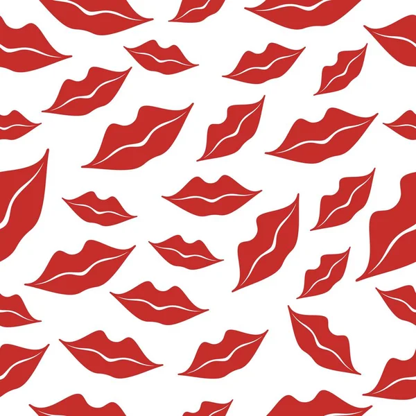 Patrón Labios Patrón Sin Costura Vectorial Con Rojo Mujer — Vector de stock