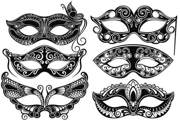 Venetiaanse Carnaval Gezicht Maskers Collectie Voor Partij — Stockvector