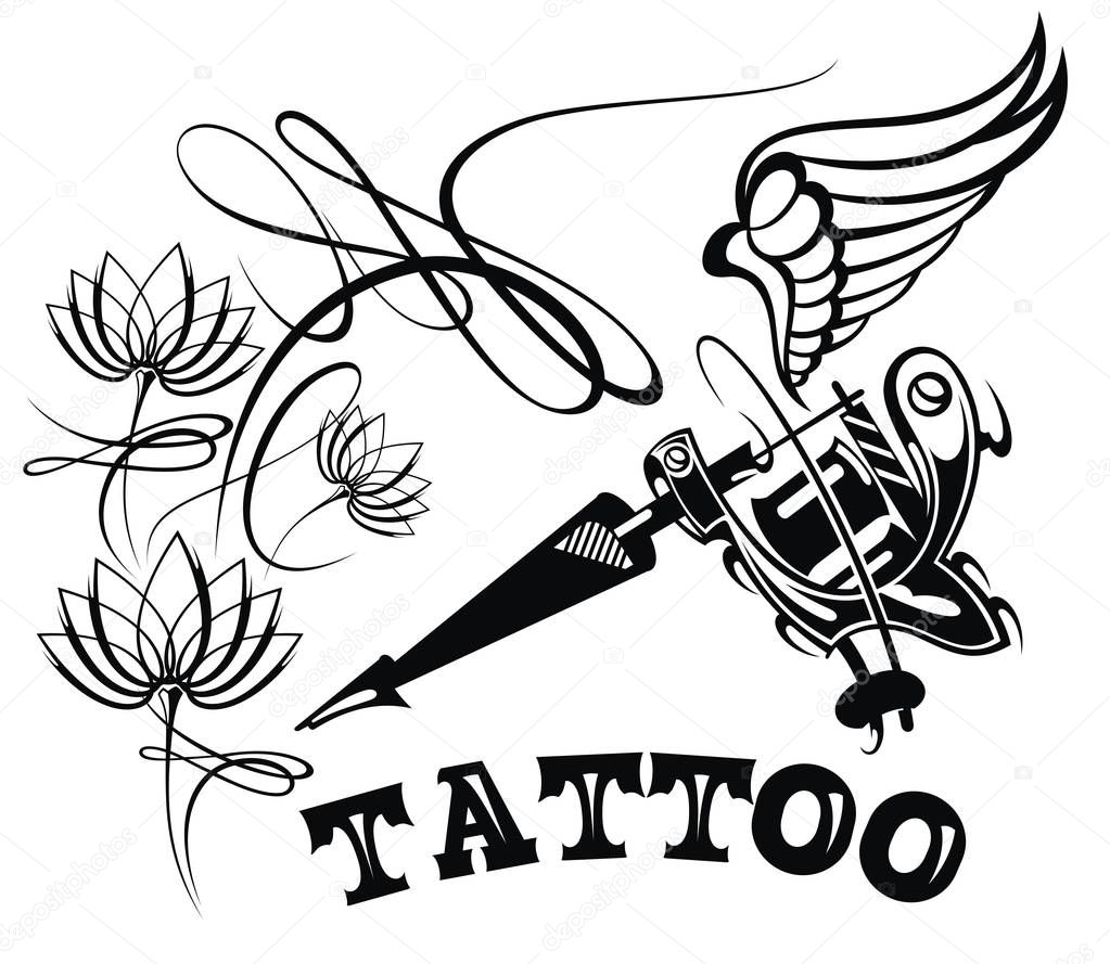 Tattoo studio logo template. Styled vector emblems