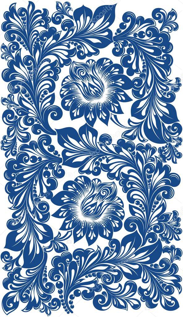 Flower pattern. Ornament for fabric, wallpaper, packaging.Hohloma.Russian traditional  design