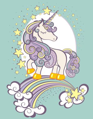 Gökkuşağı üzerinde yıldız olan fantezi funy at