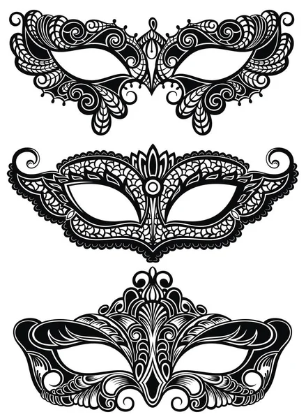 Hermosas Máscaras Encaje Símbolo Mardi Gras — Vector de stock