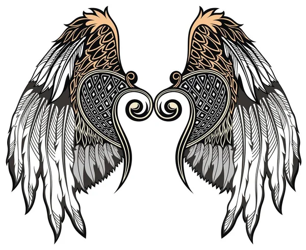 Anioł Wings Elementów Projektu Etykiety Godło Znak Znak Marki Logo — Wektor stockowy