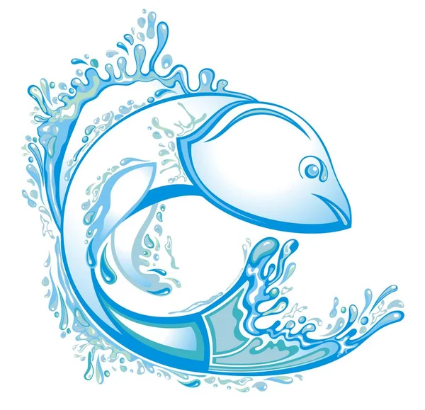 Fisch Wasser Logo Design Vektor Vorlage — Stockvektor