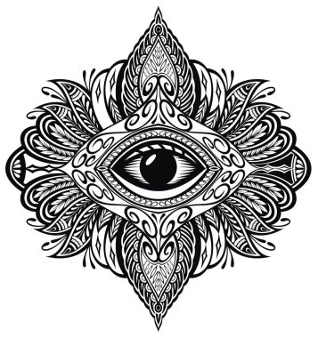 Siyahişi dövme. Providence gözü. Mandala göz ile